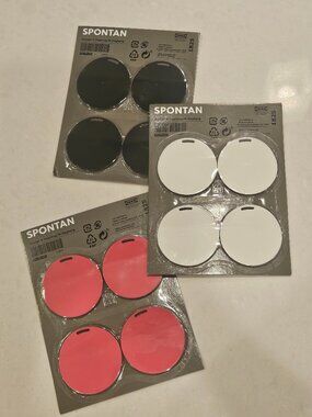 IKEA Spontan Modern Decorative Magnets 3 sets of 4 - Black, Pink, White